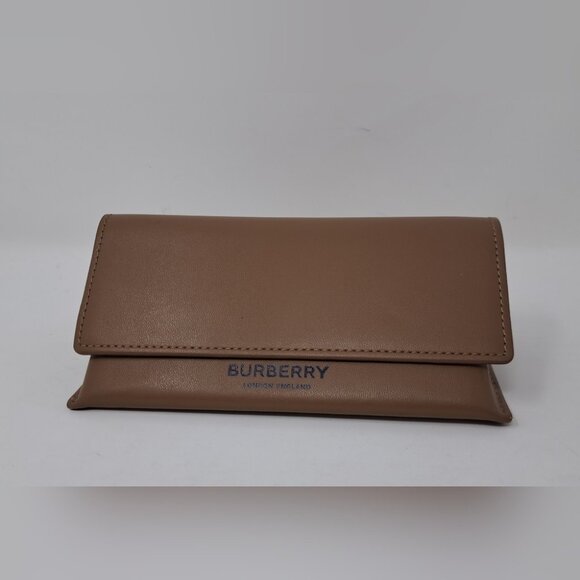 NWOT Burberry Sunglasses Case XL Brown Leather Authentic 7" x 2.5" x 3.5" - Picture 1 of 13